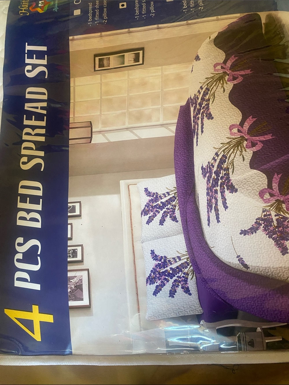 Purple Lavender Floral Bedspread Set - 4 PCS